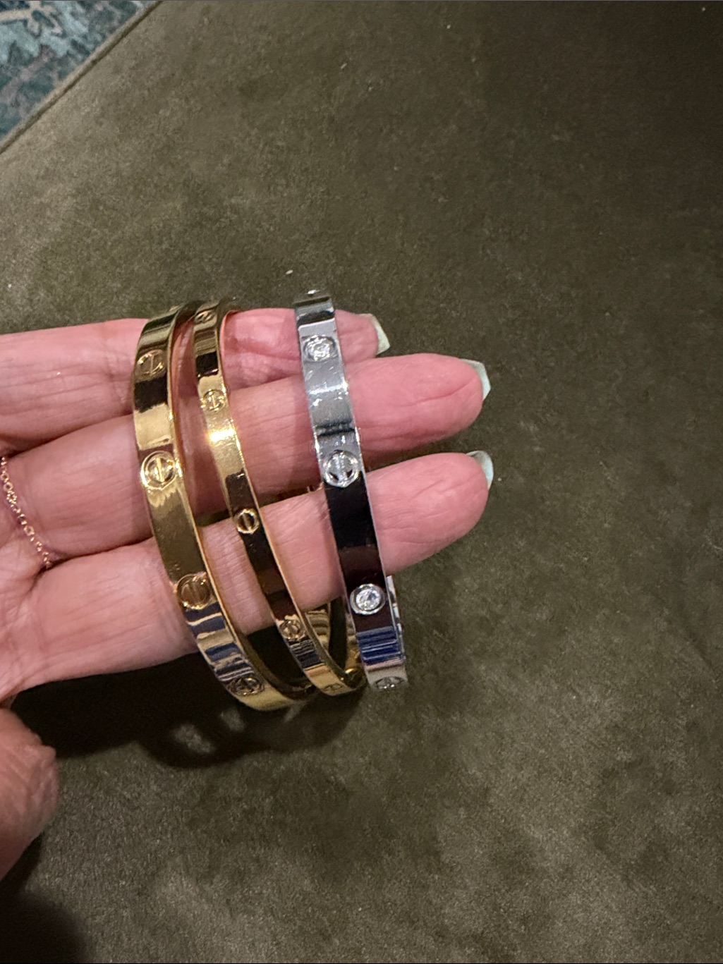 Gold And Silver Screw-Accent Bangle